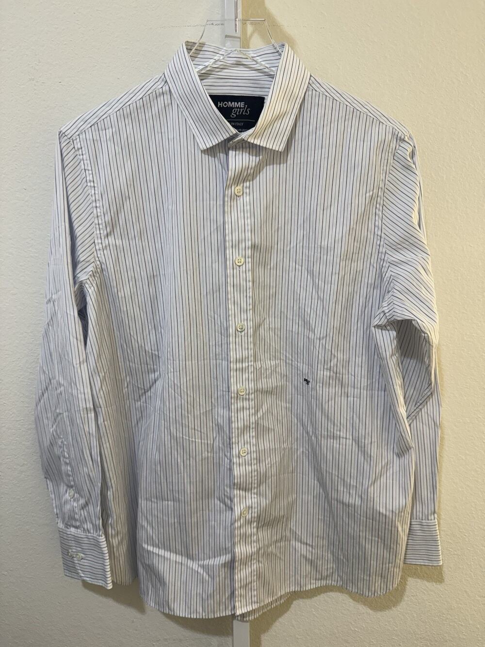 Homme Girls Button Up Women’s White Stripe Shirt Size L Retails $350